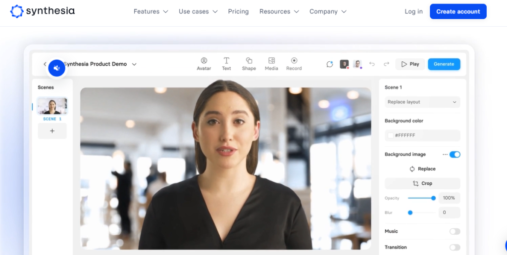 Best Ai video generator: Synthesia