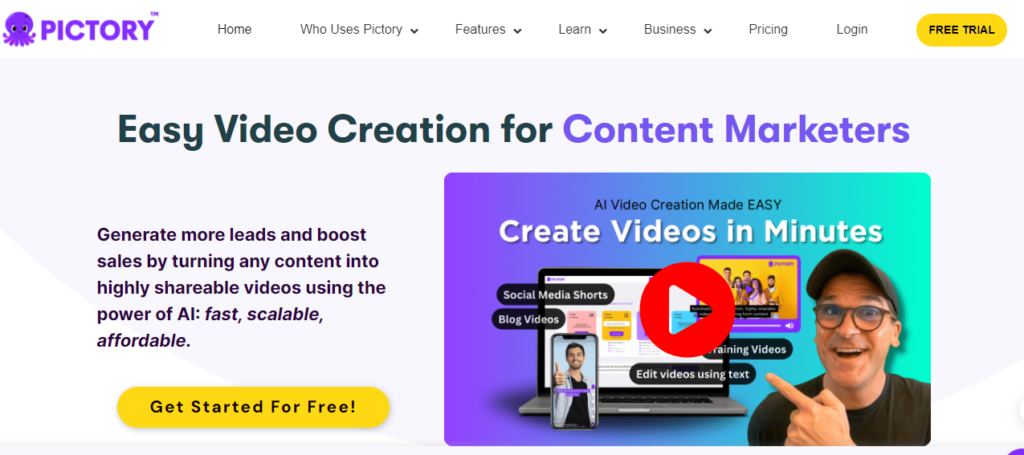 Best ai video generator: Pictory
