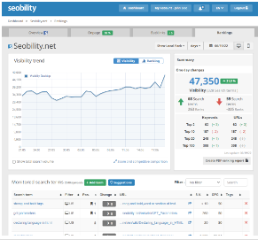 Seobility: Keyword ranking dashboard