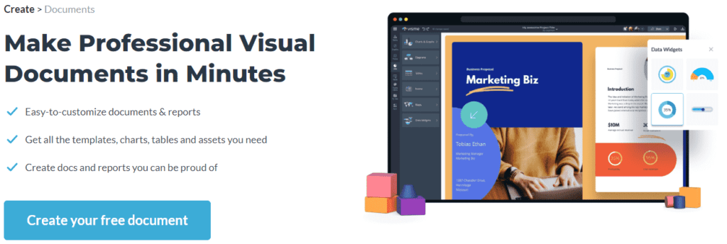 Visme Review: Screenshot of Visual Documents